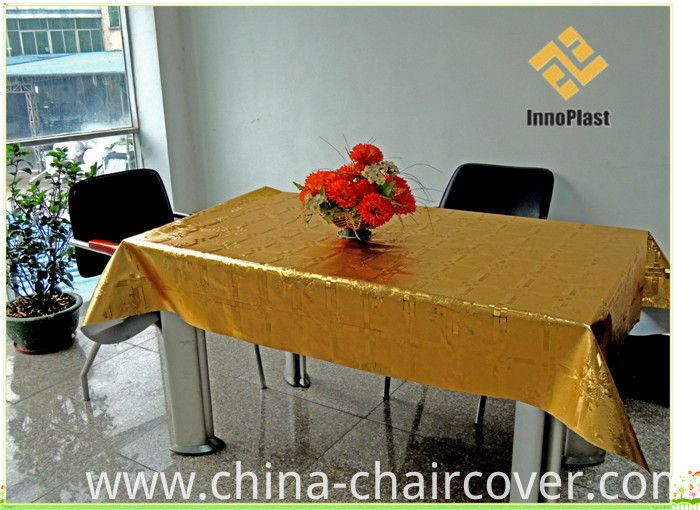 PVC Gold Embossed Tablecloth with Backing; Home/Party/Wedding